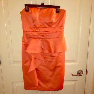 David’s Bridal Coral Bridesmaid Cocktail Dress